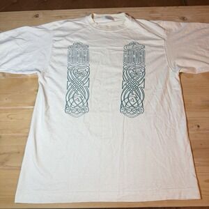 Vintage Santee Sweats Chicago T Shirt XL Cream Green Art Nouveau‎ Celtic 90s USA